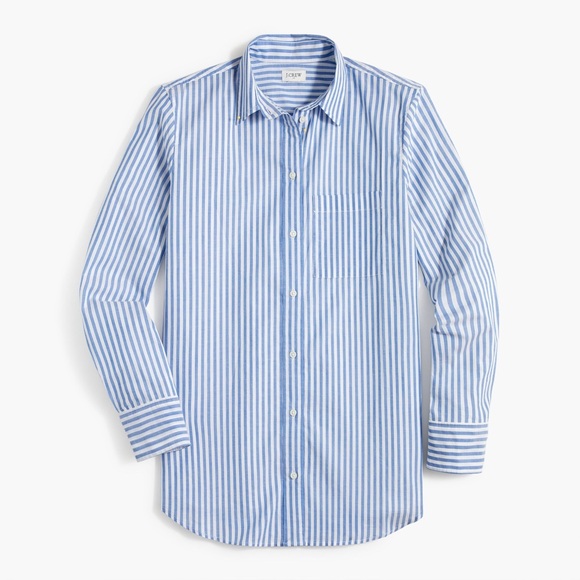 J.Crew Size Small High Low Relaxed Oversized Button Up Top in Striped - Picture 3 of 4